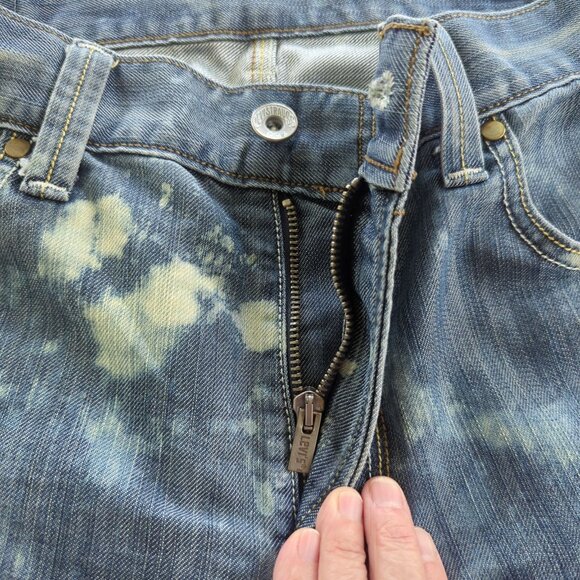 Levi's Men's bleach splashed cut off‎ raw hem Denim 514 Shorts size 33 - Picture 8 of 14